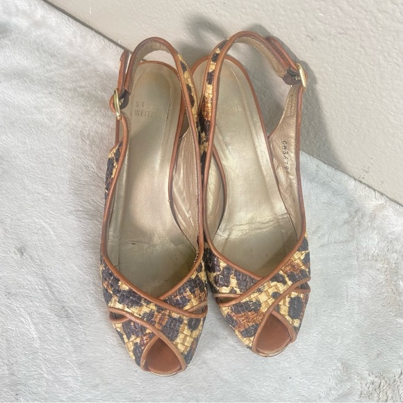 Stuart Weitzman Slingback Leopard Print Wedge Sandals - Picture 4 of 11